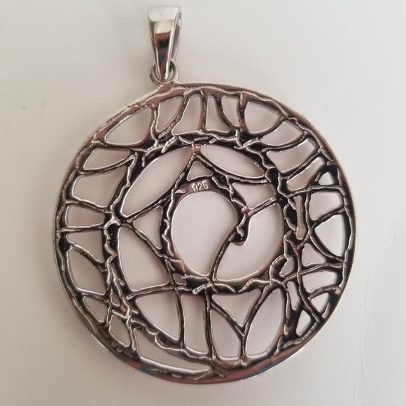 Sterling Silver High Polish Non Tarnish Spiral Circle Rose Gold Pendant Necklace - Picture 2 of 6